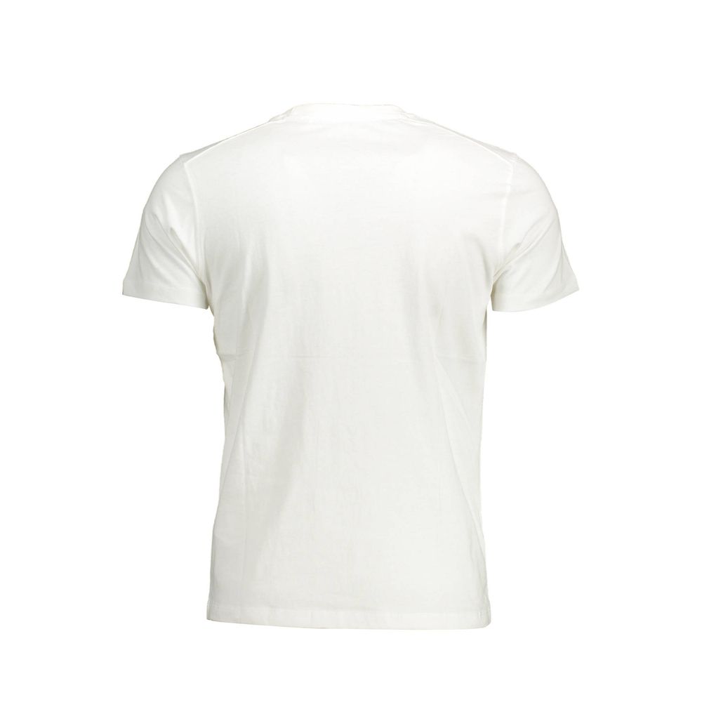 Crisp White Cotton Crew Neck Tee with Logo