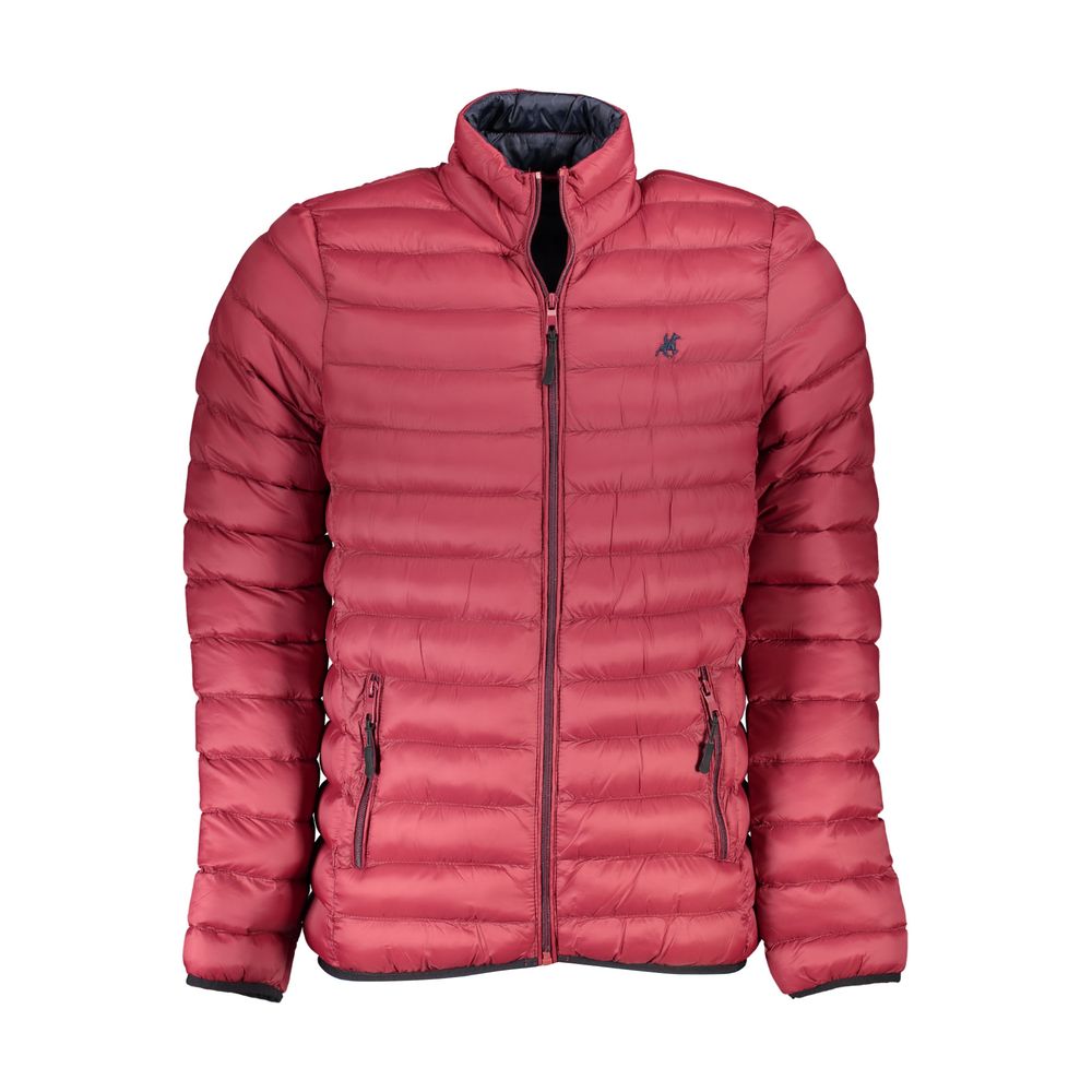 Chic Pink Nylon-Polyester Blend Men's Jacket