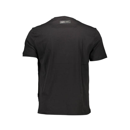 Sleek Black Cotton Crew Neck Tee with Logo