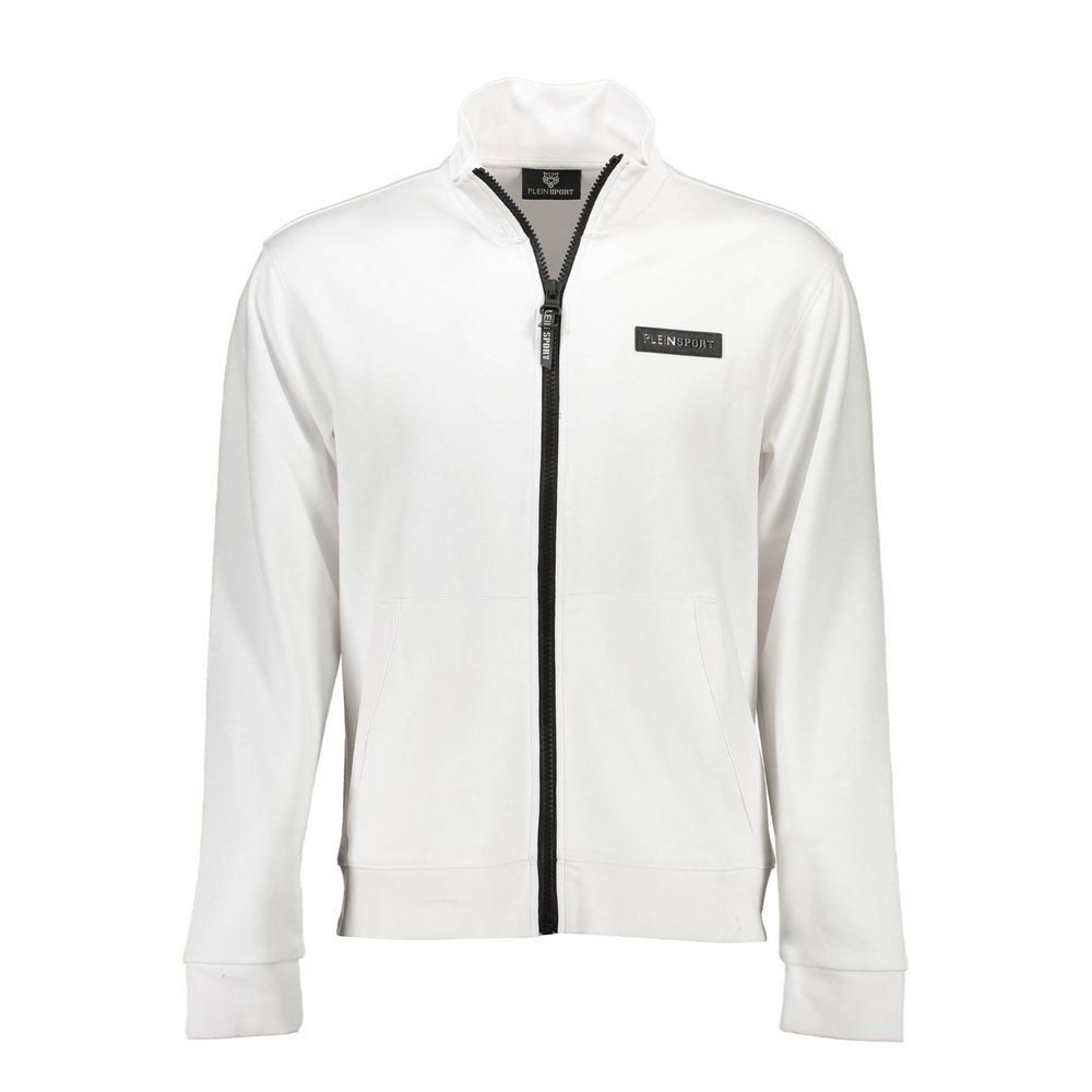 Sleek White Zip Sweatshirt with Contrasting Accents