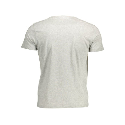 Elegant Gray Crew Neck Cotton Tee