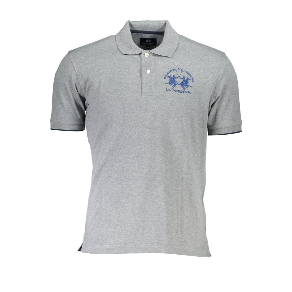 Elegant Gray Polo with Contrasting Details