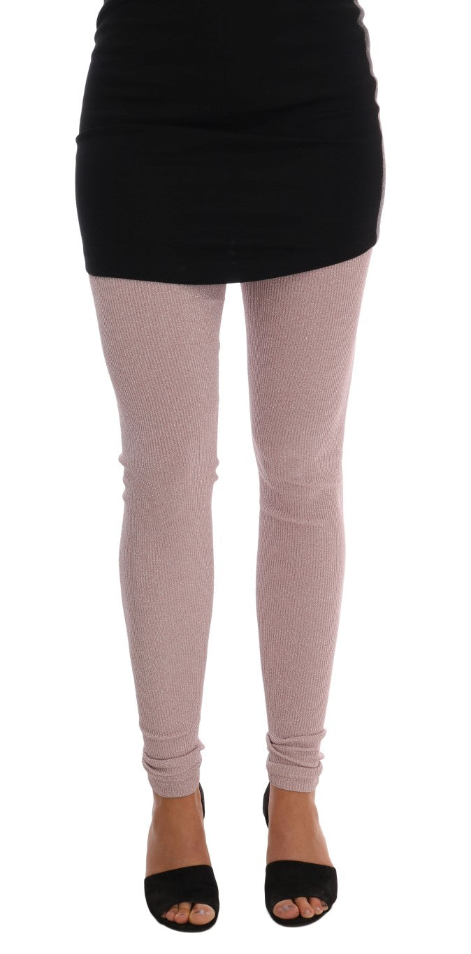 Elegante roze stretchbroek met middelhoge taille