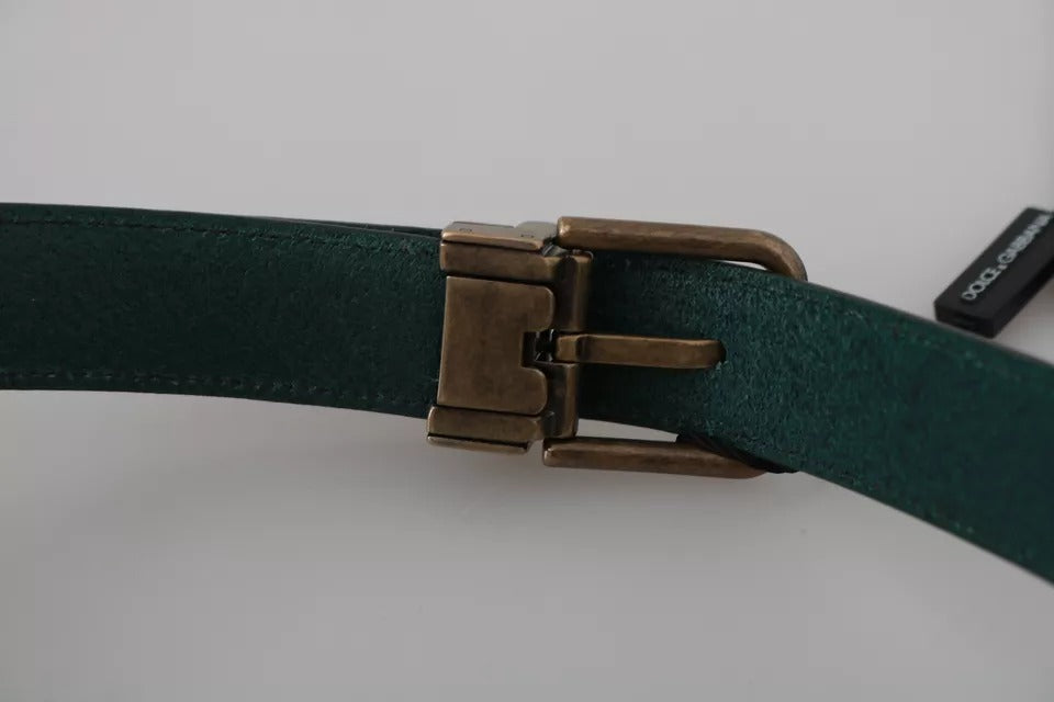 Green Gold Buckle Waist Leather Belt