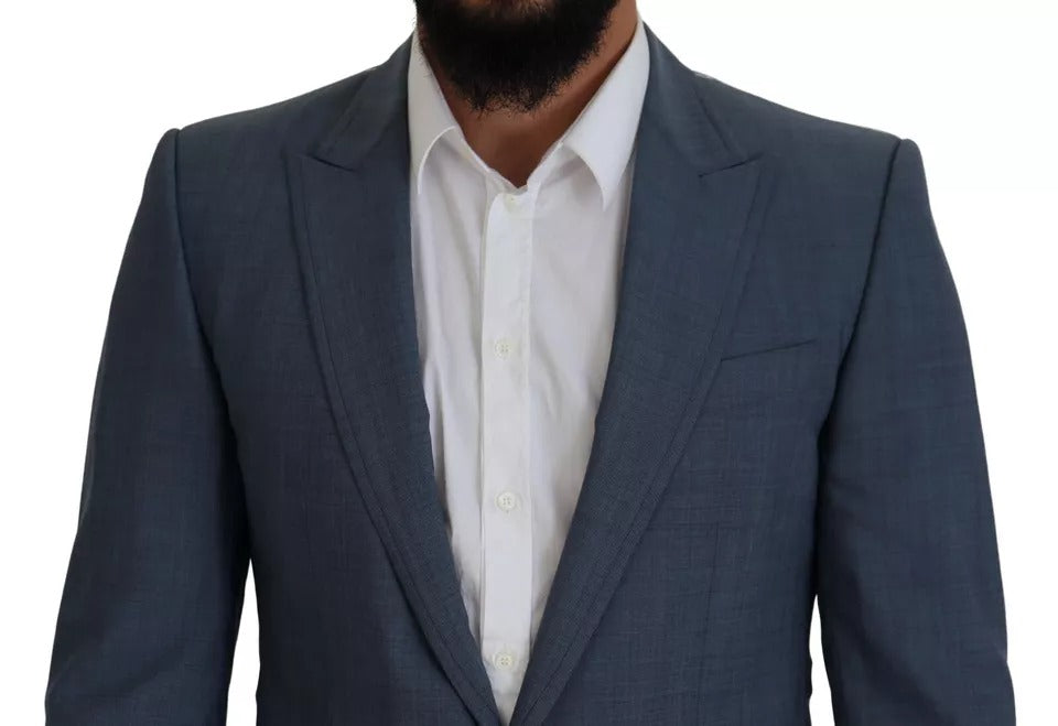 Blue Wool Stretch Slim Fit Jacket Blazer