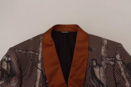 Bronze Monkey Print Silk Slim Jacket Blazer