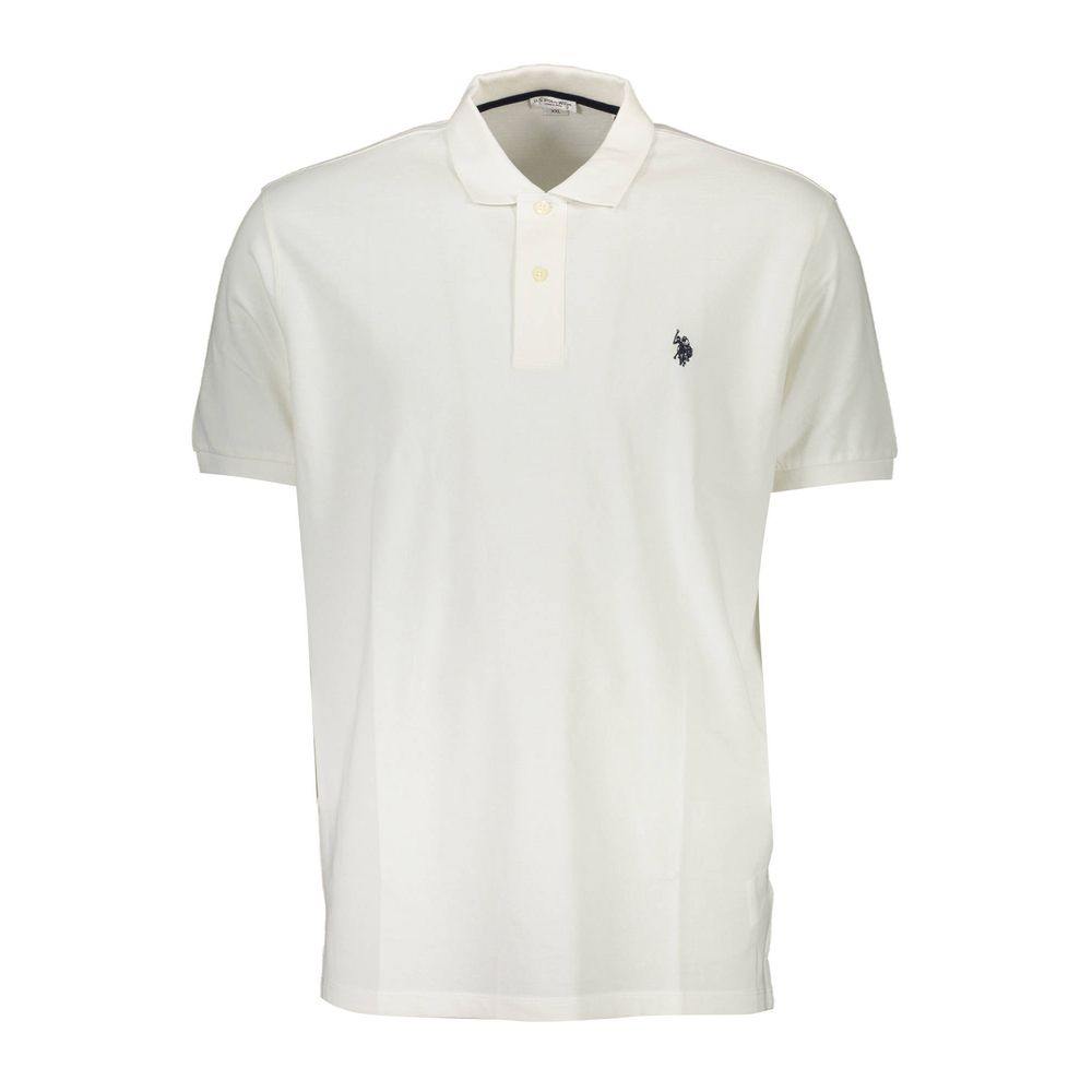 Chic White Embroidered Polo for Men