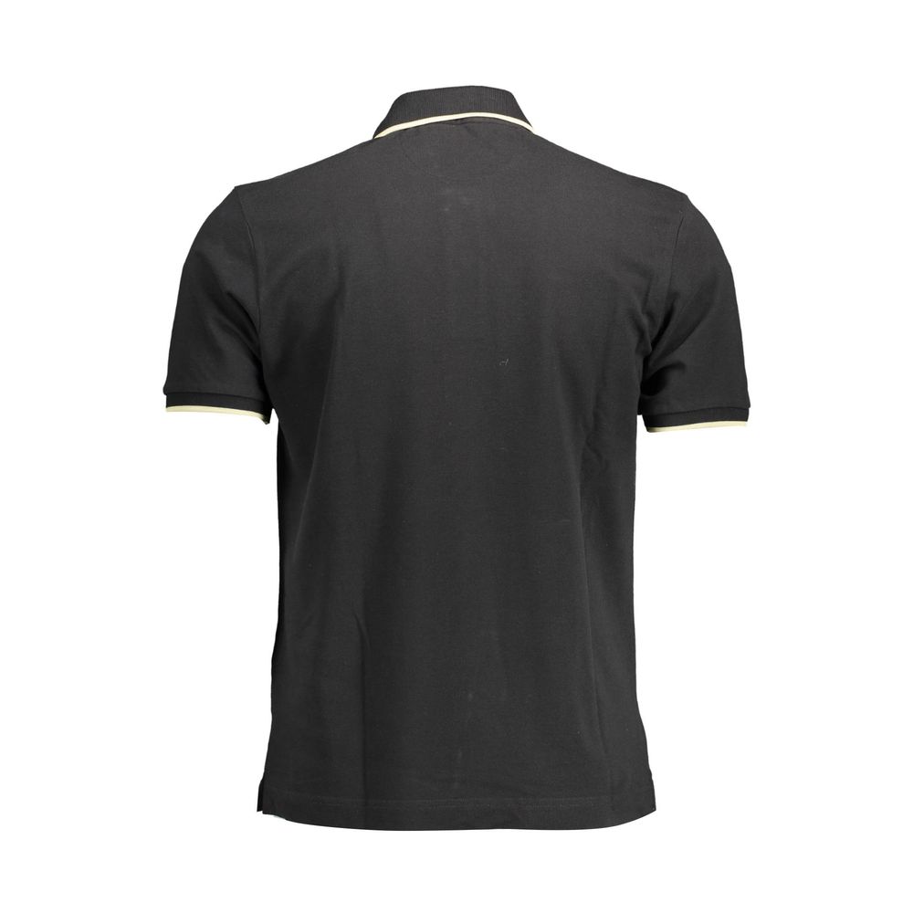 Elegant Black Cotton Polo with Contrasting Accents