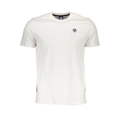 Sleek White Round Neck Tee with Logo Detail