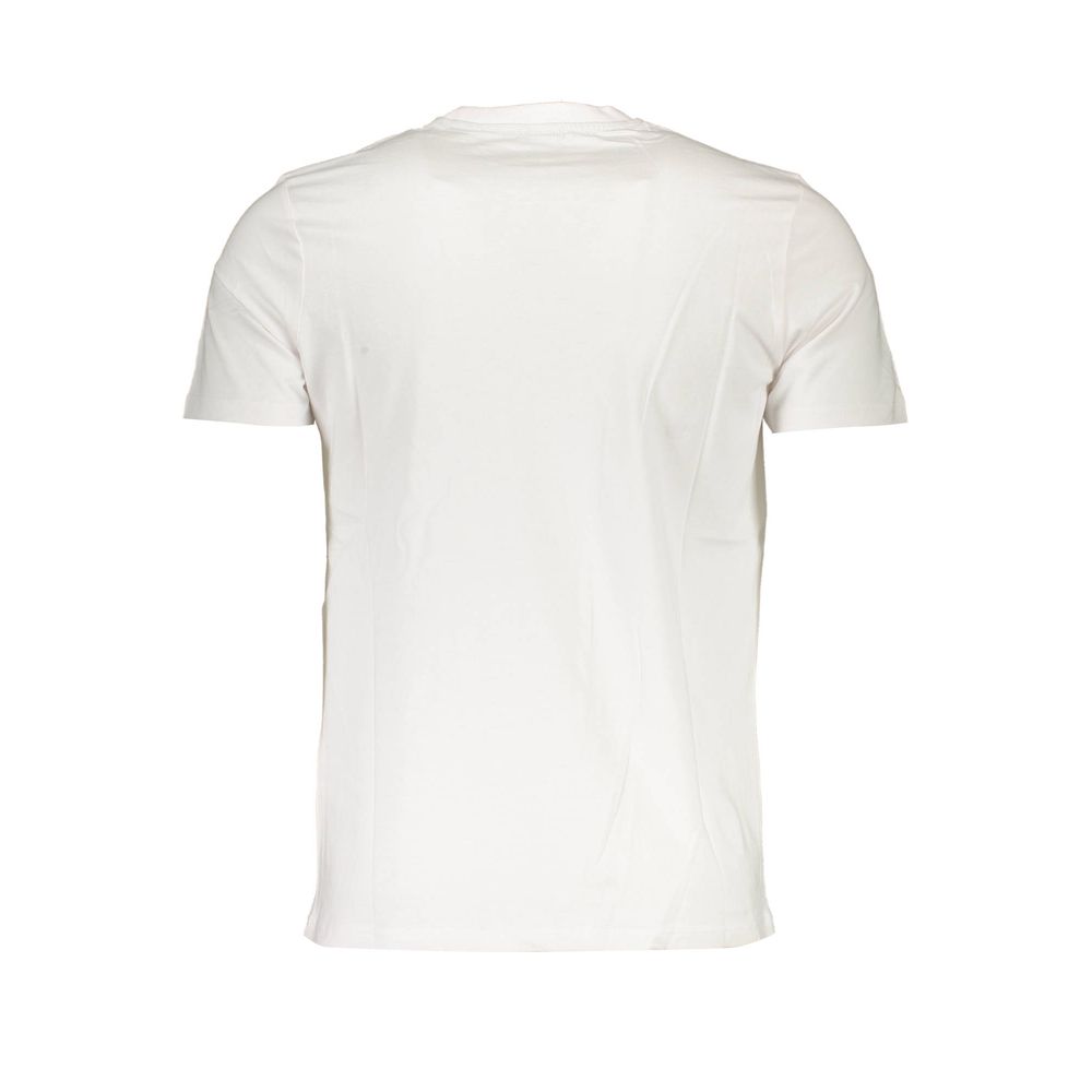 Sleek White Round Neck Tee with Logo Detail