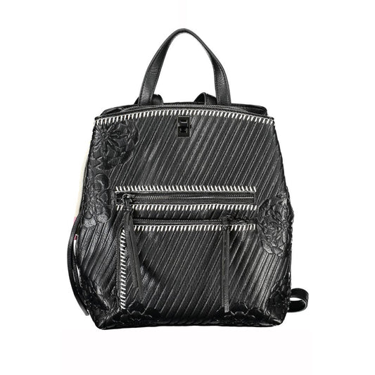 Chic Black Backpack with Contrast Details