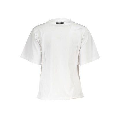 Chic Slim Fit White Tee with Signature Print