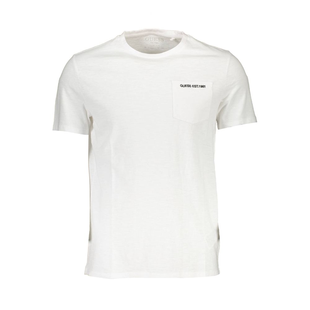 Camiseta elegante con bolsillo bordado en blanco puro