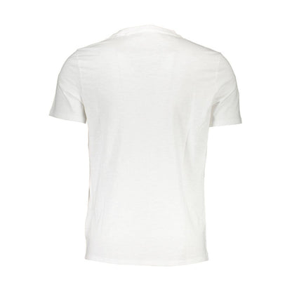 Camiseta elegante con bolsillo bordado en blanco puro