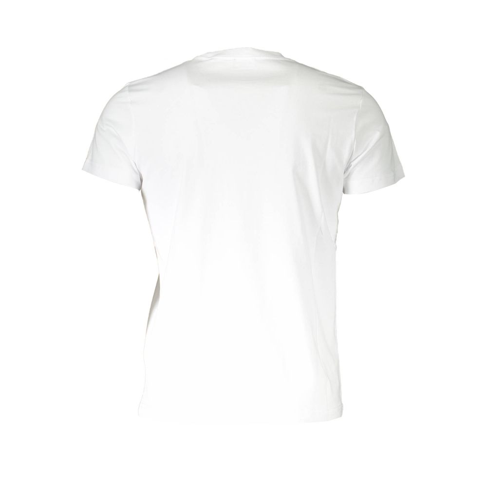 Sleek White Round Neck Tee with Logo Detail