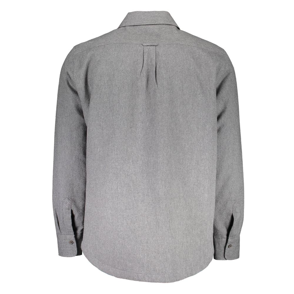 Elegant Gray Cotton Long-Sleeved Men's Shirt