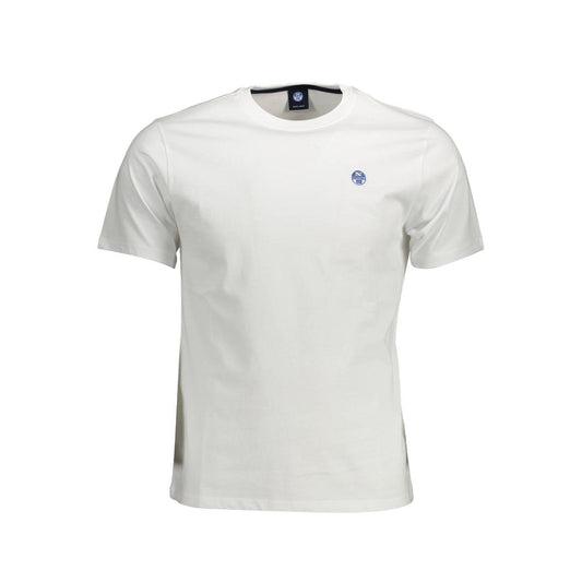 Elegant White Round Neck Cotton Tee