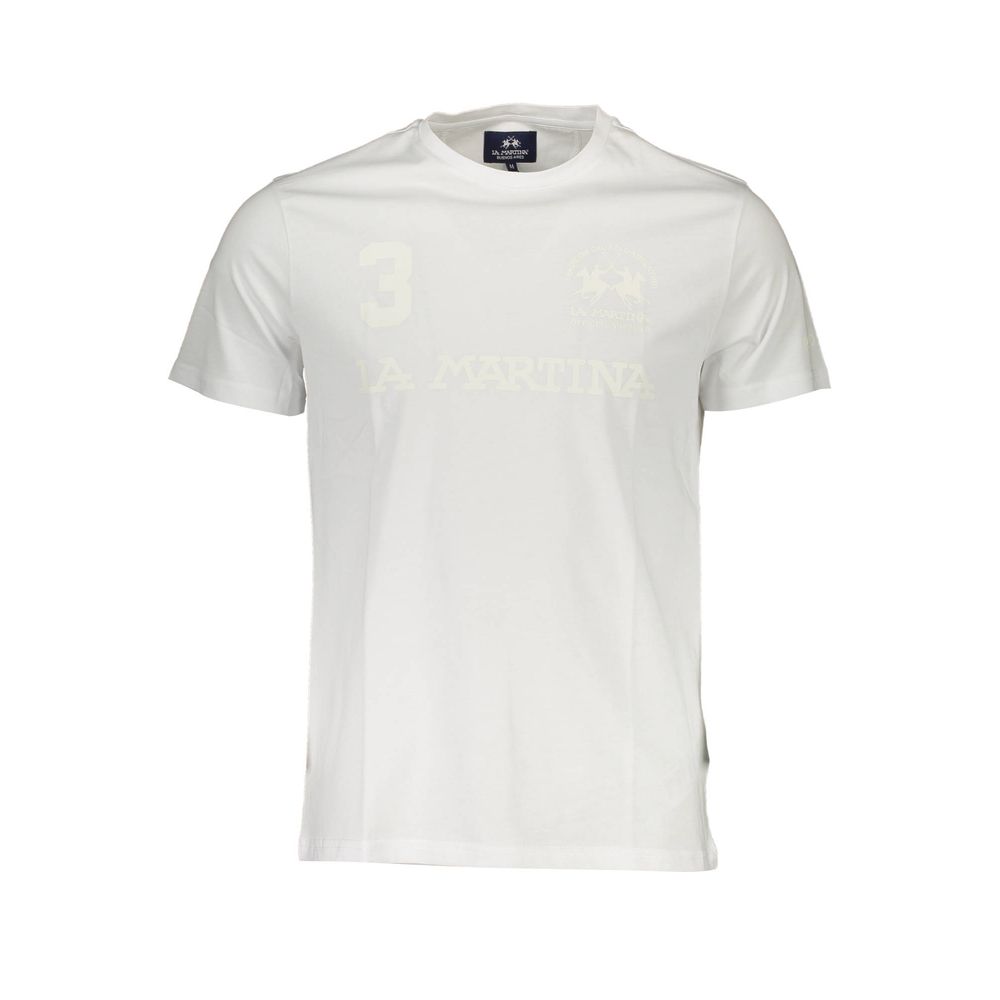 Elegant White Crew Neck Tee with Logo Print