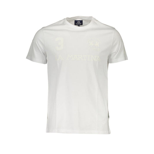 Elegant White Crew Neck Tee with Logo Print