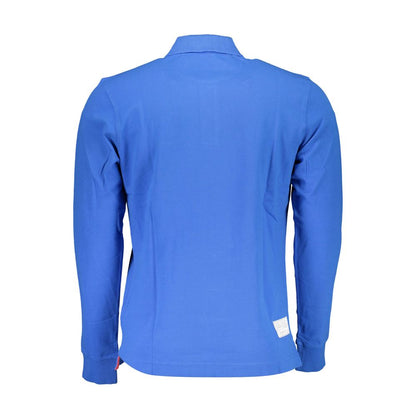 Elegant Blue Long-Sleeved Polo for the Modern Man