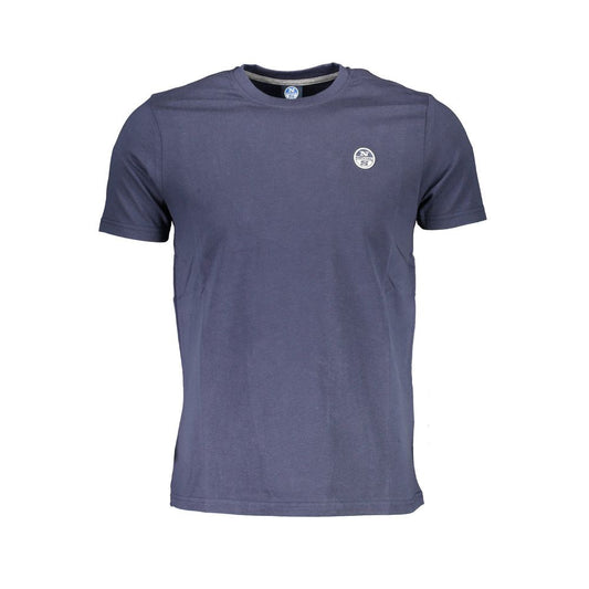 Blue Cotton Casual Round Neck Tee