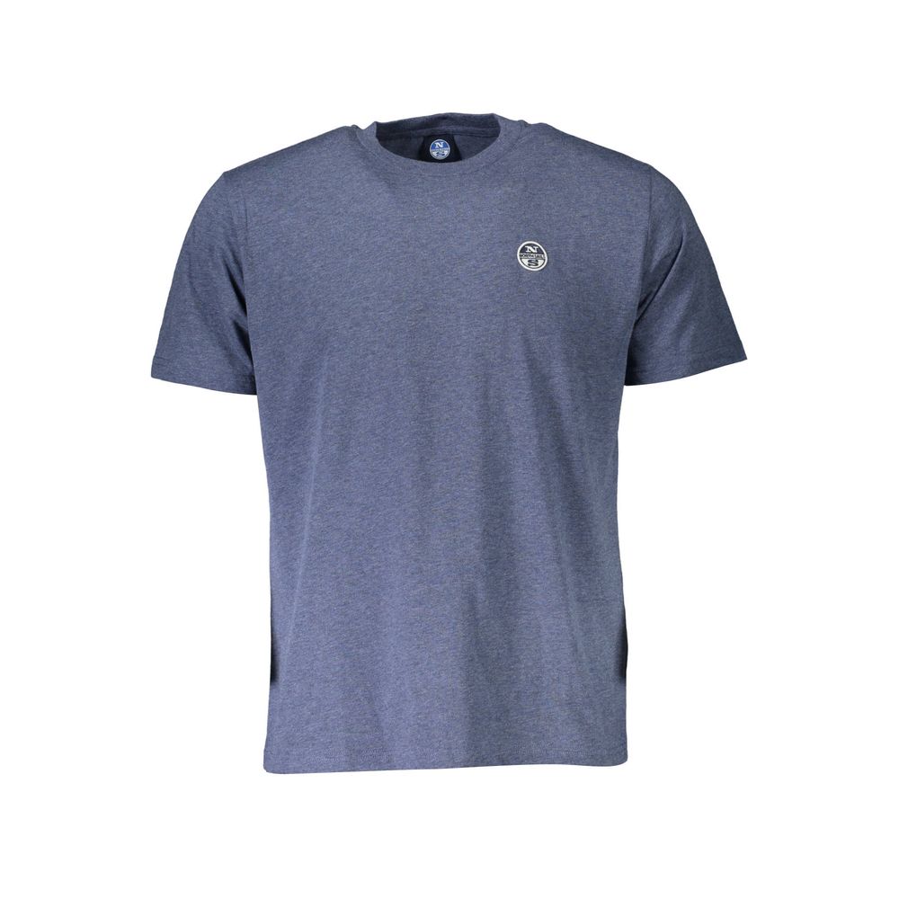 Classic Blue Cotton Tee with Logo Detail