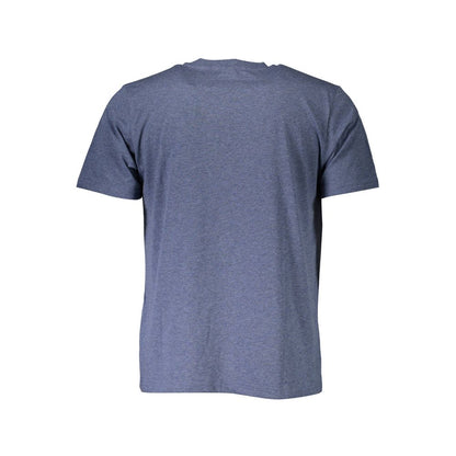 Classic Blue Cotton Tee with Logo Detail