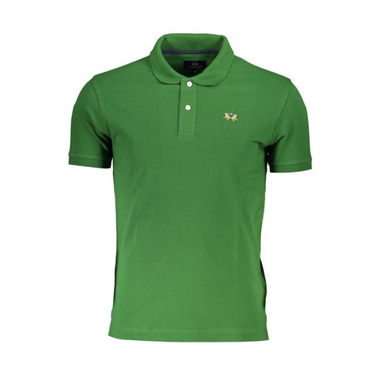 Elegant Slim Fit Green Polo With Contrasting Details