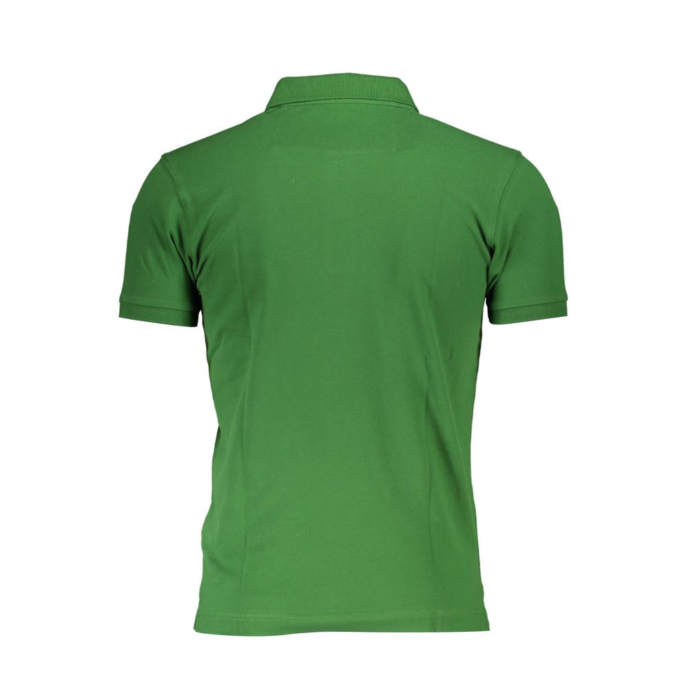 Elegant Slim Fit Green Polo With Contrasting Details