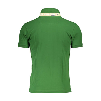 Elegant Slim Fit Green Polo With Contrasting Details