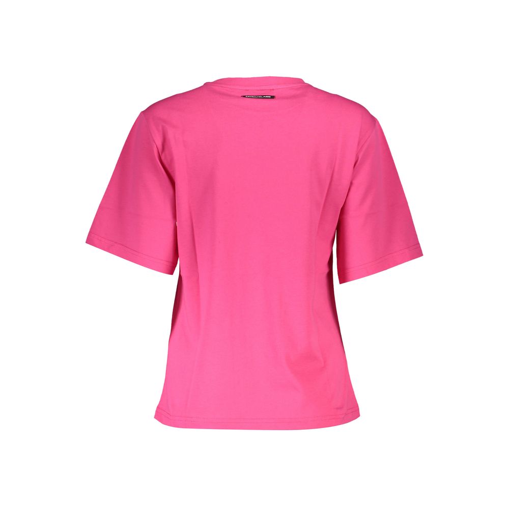 Elegant Slim Fit Pink Tee with Chic Print