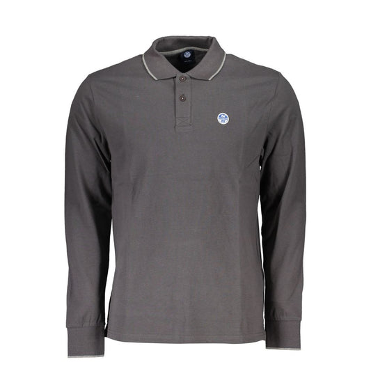 Gray Cotton Men Polo Shirt