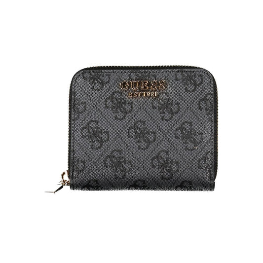 Elegant Black Polyethylene Wallet with Logo Detail