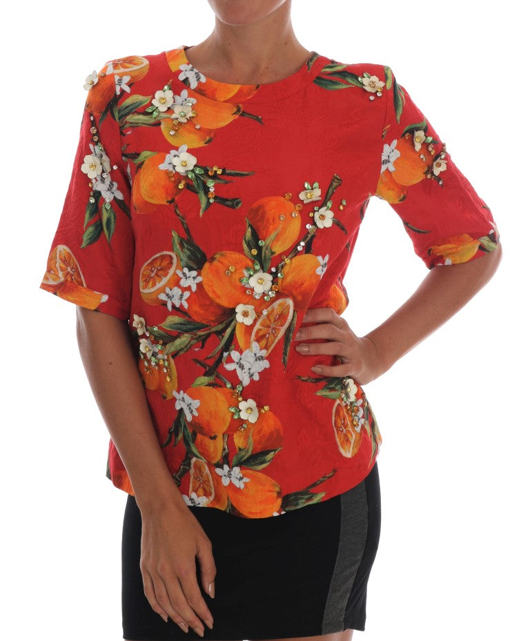 Verfraaide blouse van crêpe met bloesemprint