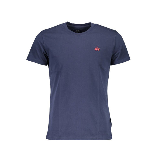 Chic Blue Embroidered Logo Tee - Regular Fit