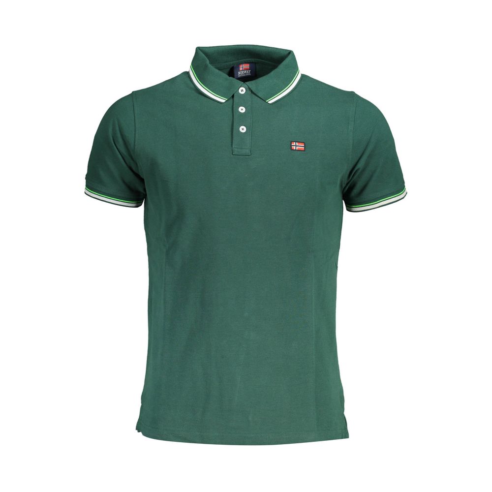 Elegant Green Polo with Contrasting Accents