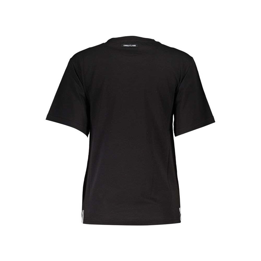 Elegant Black Cotton Tee with Signature Print