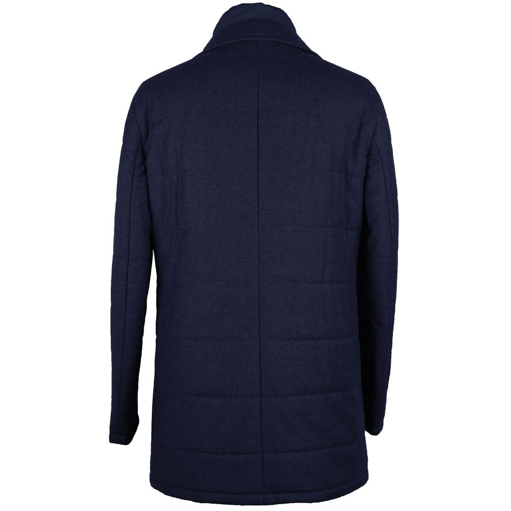 Elegant Wool-Cashmere Dark Blue Coat Jacket