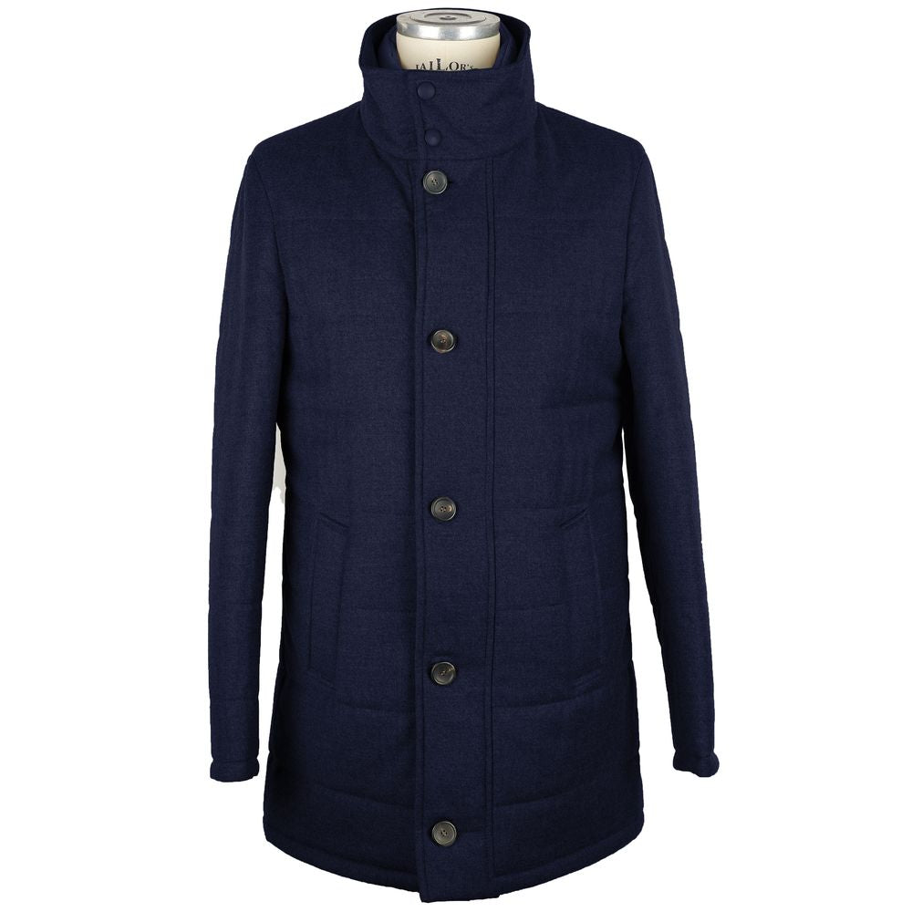 Elegant Wool-Cashmere Dark Blue Coat Jacket