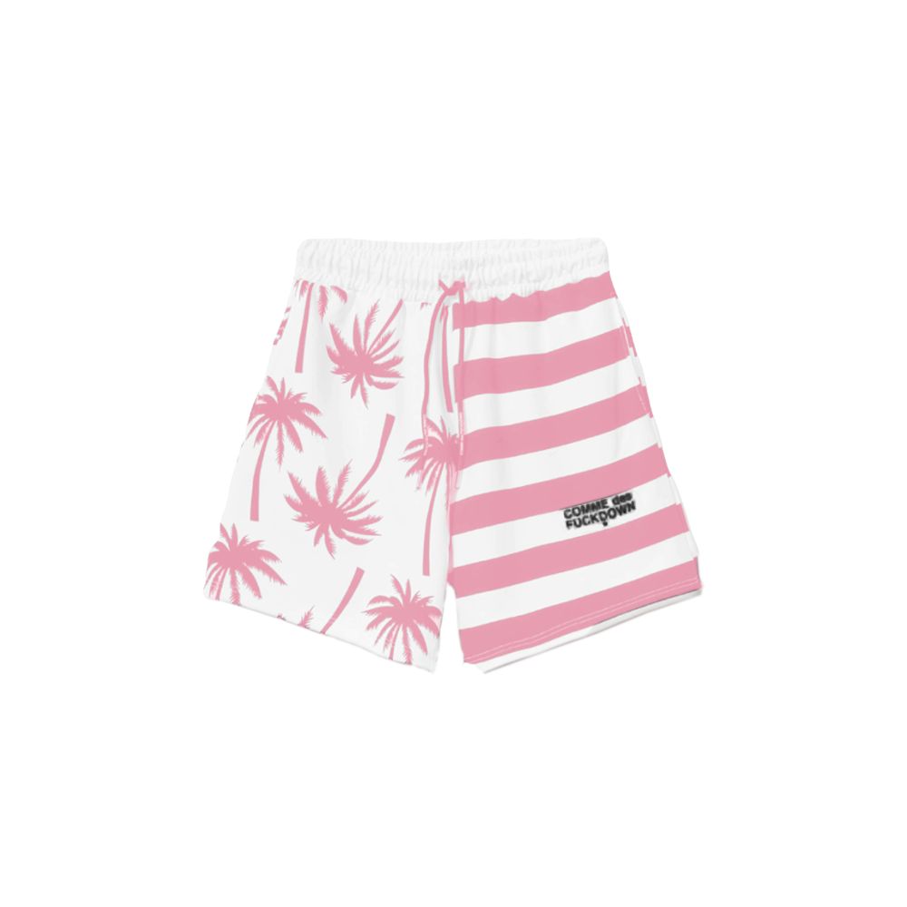 Chic Pink Striped Drawstring Shorts