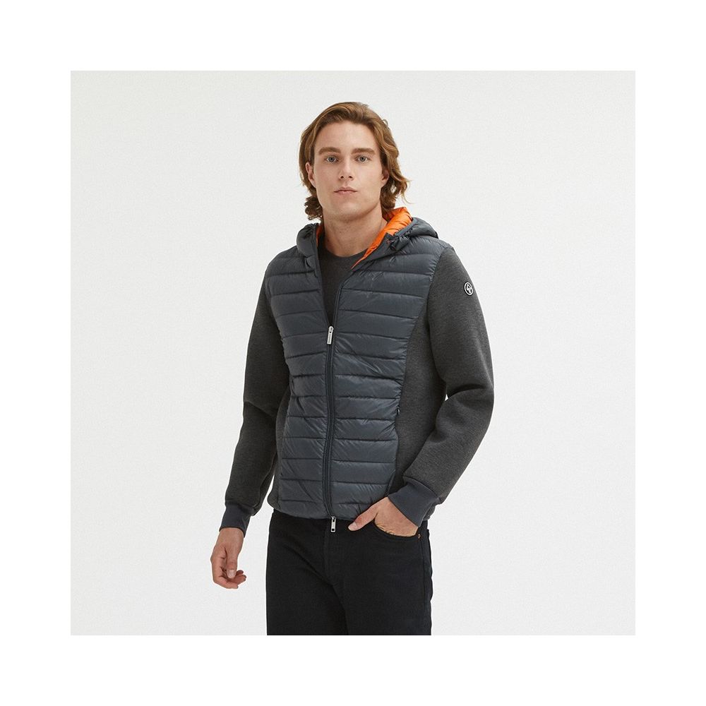 Elegant Grey Goose Down Puffer Jacket