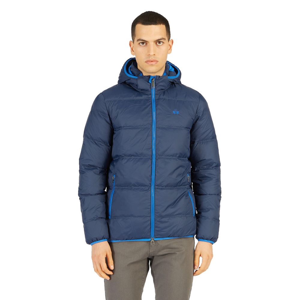 Elegant Blue High-Collar Men's Puffer Jacket