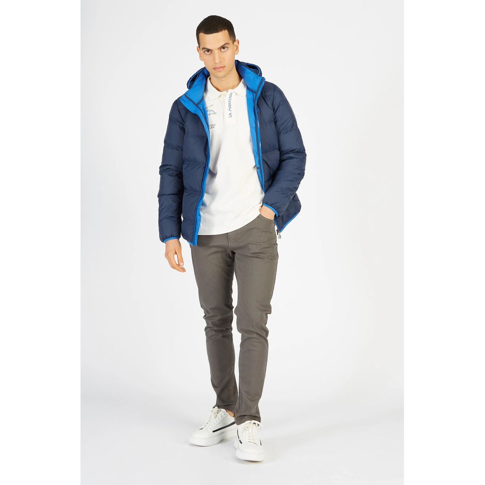 Elegant Blue High-Collar Men's Puffer Jacket