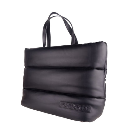 Elegant Black Padded Eco-Leather Shopper