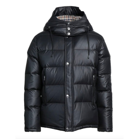 Elegant Black Padded Jacket with Removable Hood