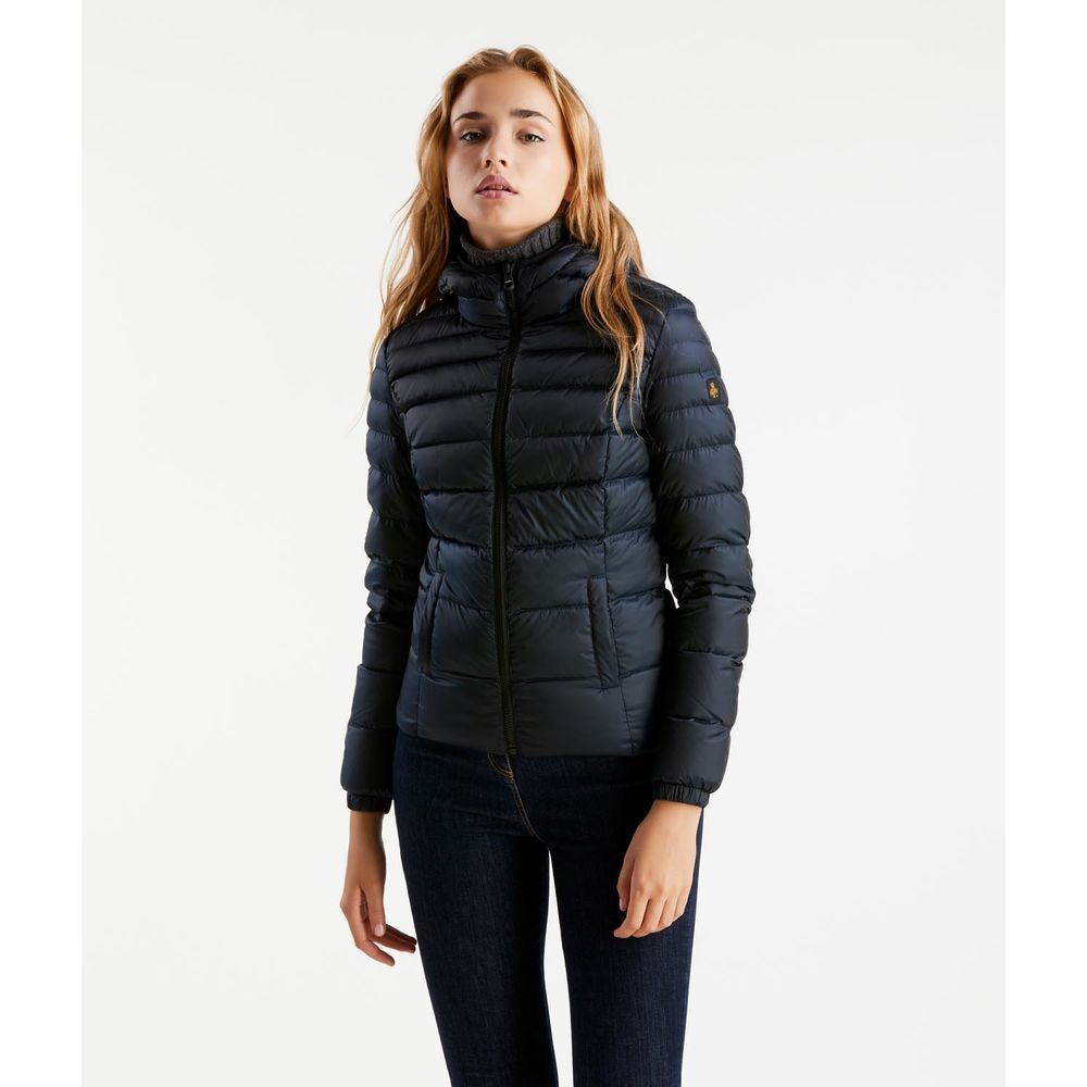 Elegant Satin-Feel Down Jacket in Dark Blue