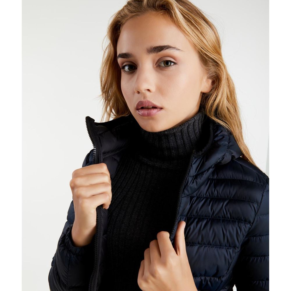 Elegant Satin-Feel Down Jacket in Dark Blue