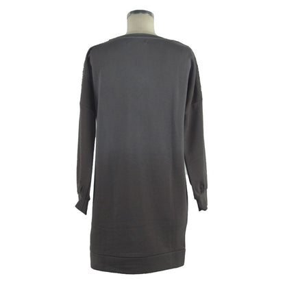 Chic Long Sleeve Sweatshirt Dress in Gray