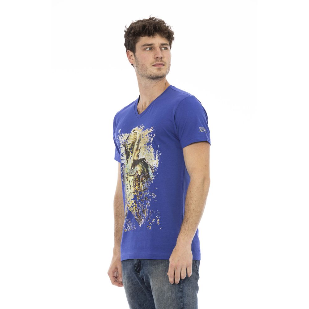 Blue Cotton Men T-Shirt