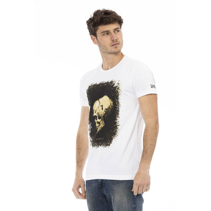 Elegante camiseta gráfica blanca con estampado artístico